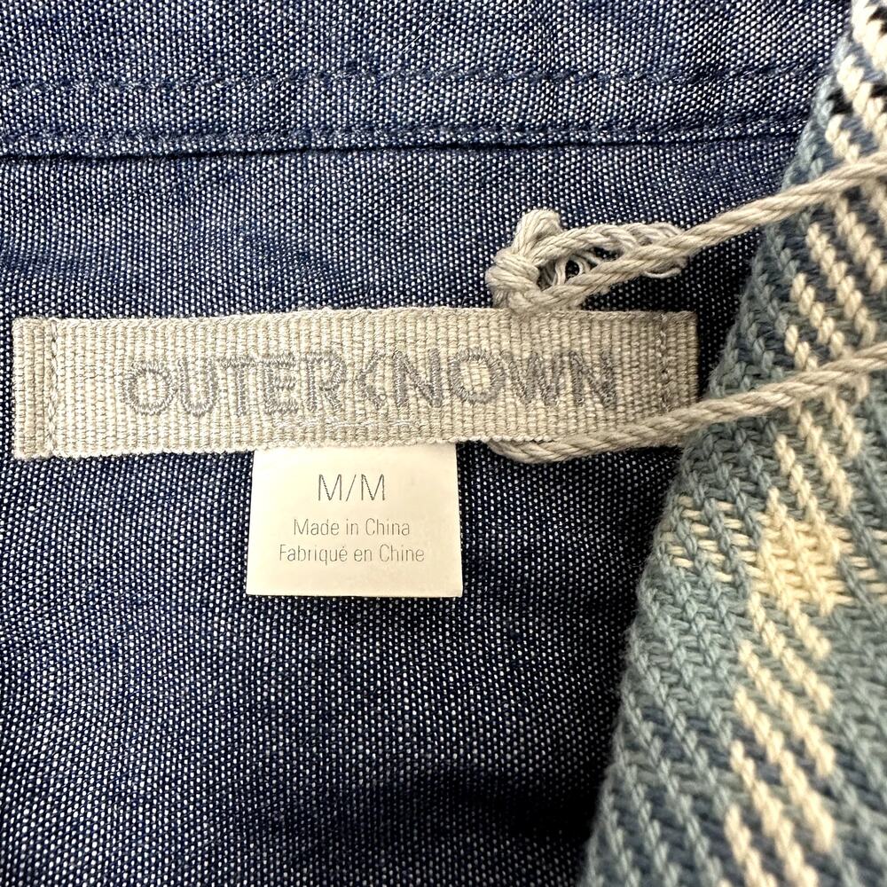 $168 NWT Outerknown Blanket Shirt 100% Cotton Plaid Flannel Puget Plaid Blue M - Picture 2 of 8